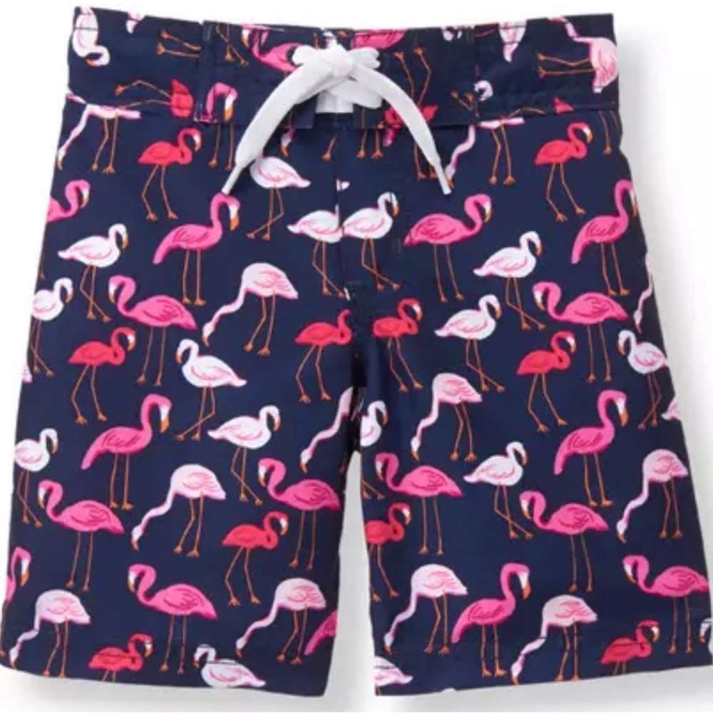 Janie and Jack Boys Size 6 Flamingo Swim Trunk
